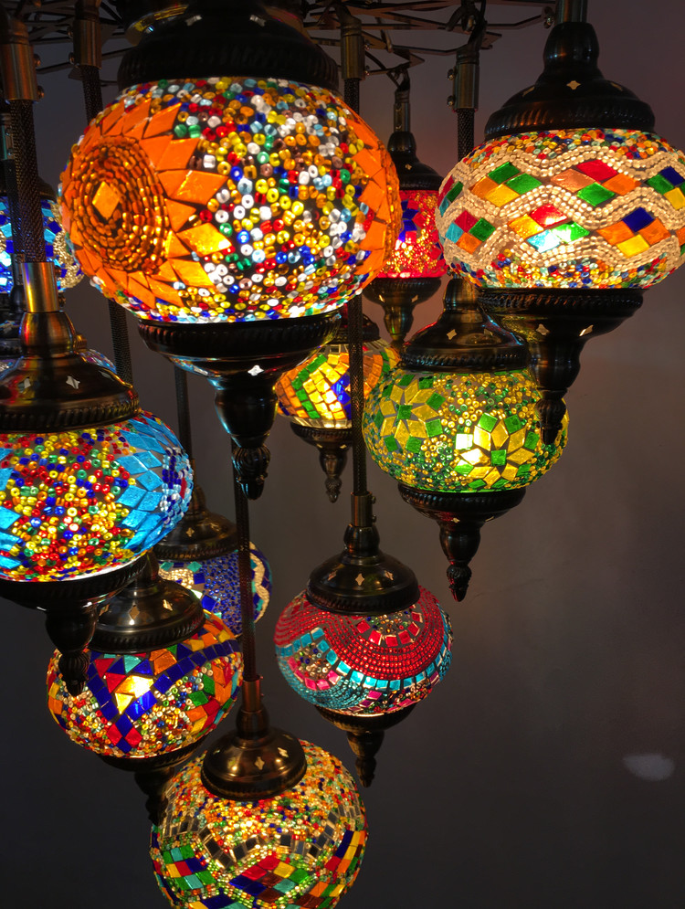 Country chandelier restaurant coffee shop Hotel duplex building retro handmade glass Turkish Chandelier(WH-DC-26)