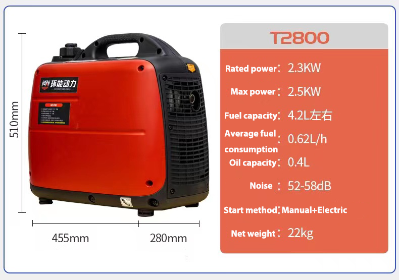 Model H7250iS-A 2-4KW inverter silent portable gasoline generator