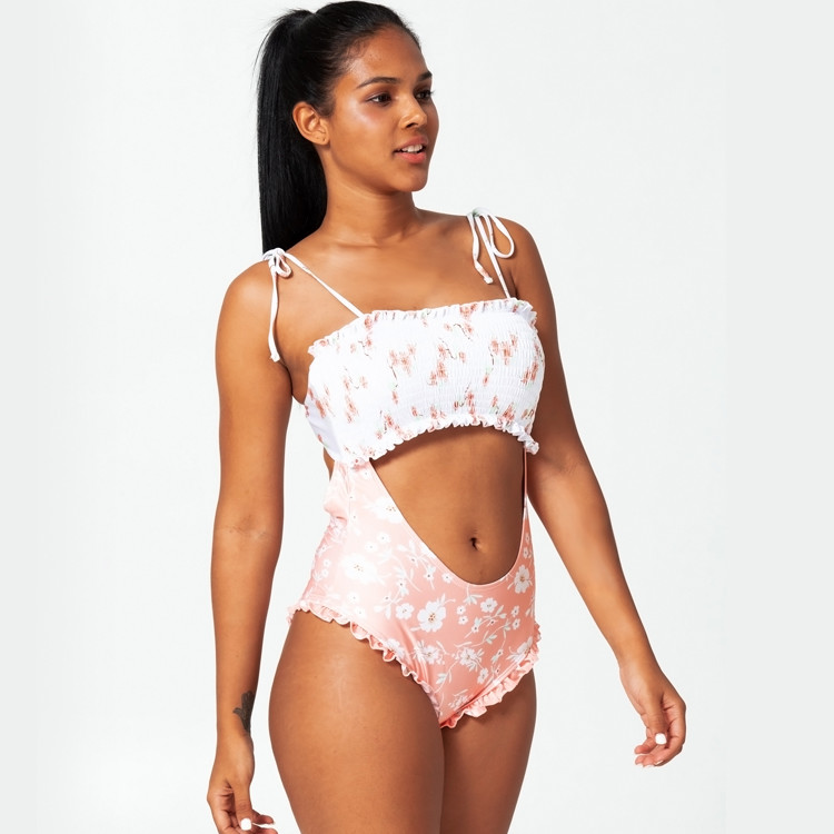 Tiered Layer Tie a Knot Front Top With Low waist Bikini swimsuit high cut