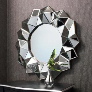 Wholesale Hotel Round 3D Wall Mirror 35 Inches / Customer Size Faceted Framless Design from china suppliers