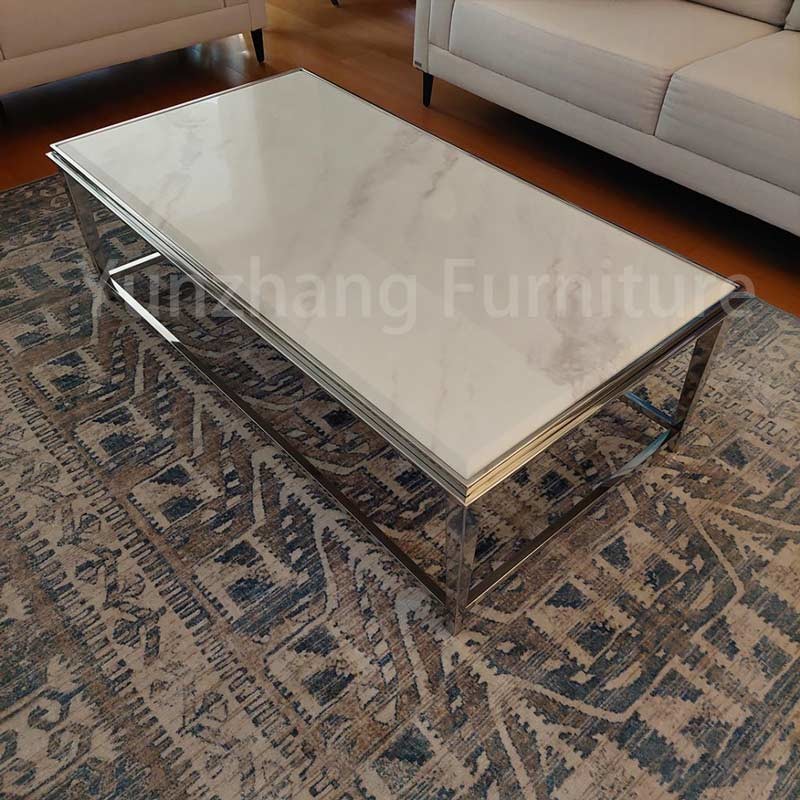 Faux Marble Simple Style Center Table Marble Coffee Table For Living Rooms