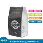 Black Coffee Bags Custom Aluminum Foil Flat Bottom Pouch Bag For Coffee
