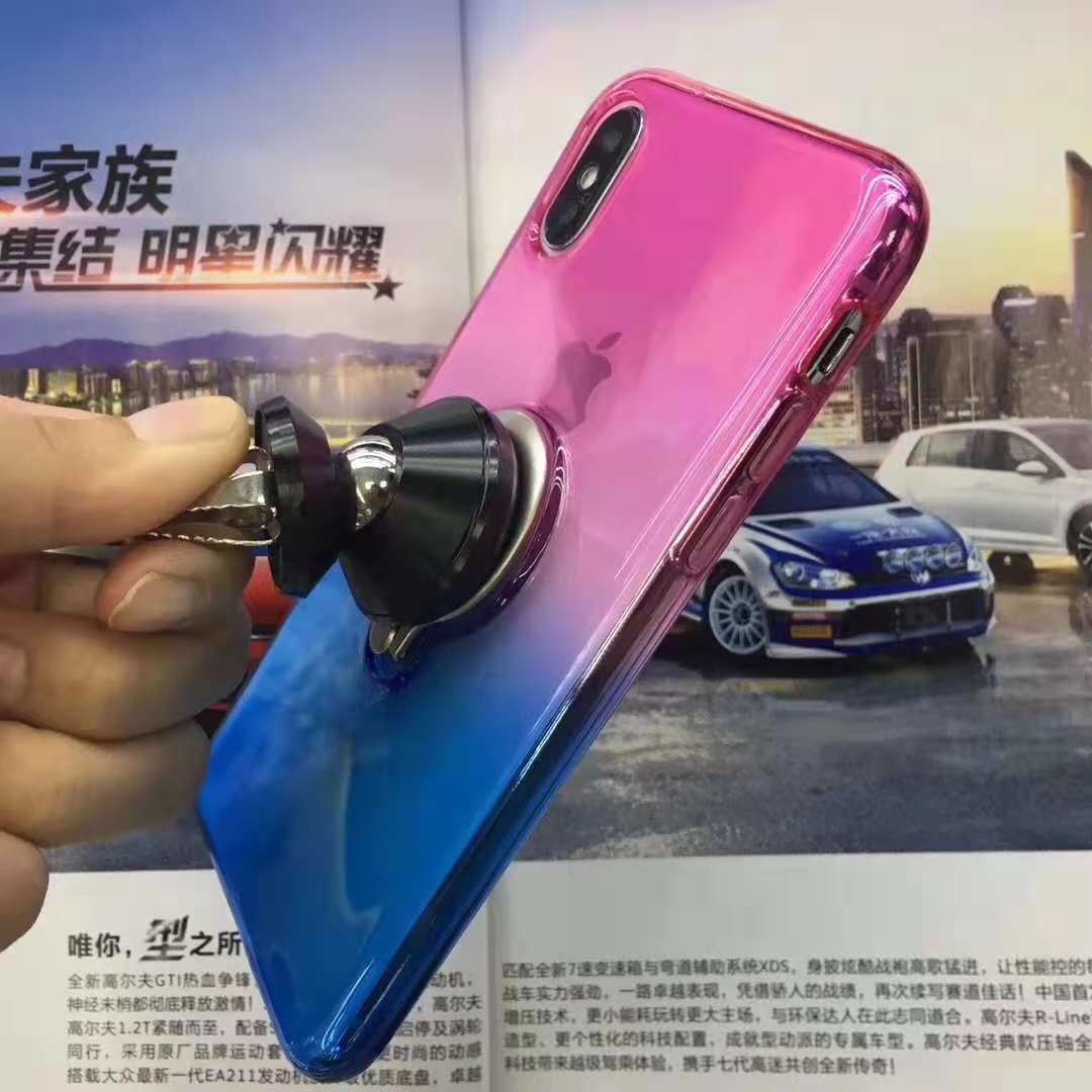 Double Color Gradient Ring Magnetic Car Mount Holder Soft TPU Case Back Cover For Samsung A6 Plus/J8 2018/A9 STAR lite
