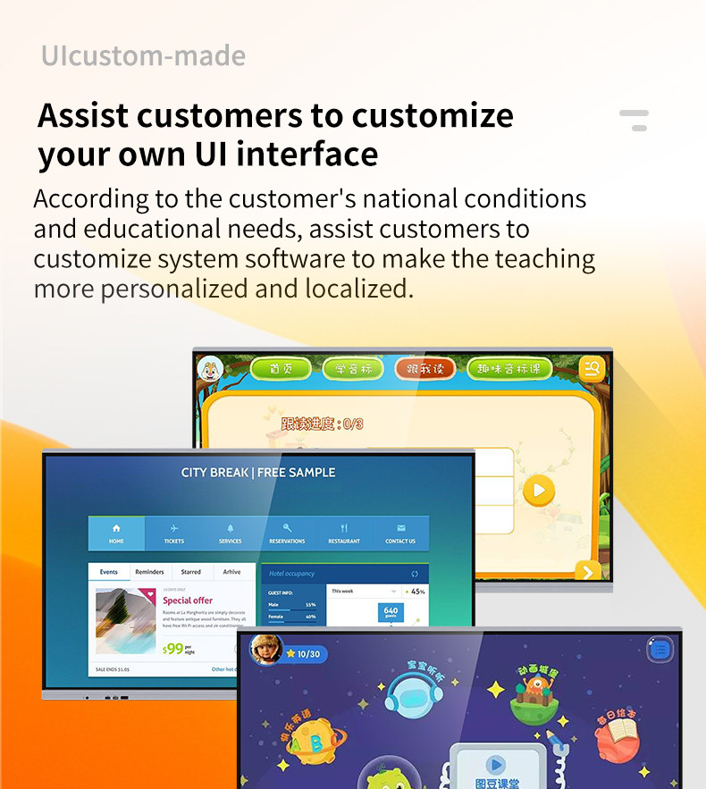 65 Inch Touch Screen Interactive Whiteboard Adjustable Pointer Teaching Children