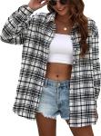 Fashion Women′s Flannel Plaid Shirt Button-Down Regular Fitted Long-Sleeved