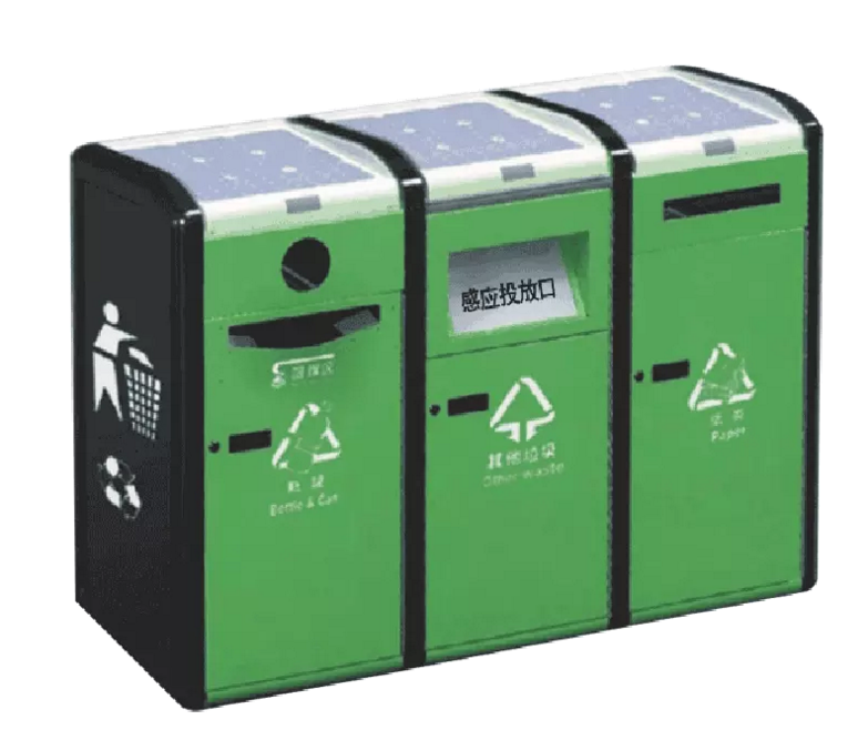 Outdoor Stainless Steel Smart Garbage Bins , EN 840 Automatic Trash And Recycling Bin