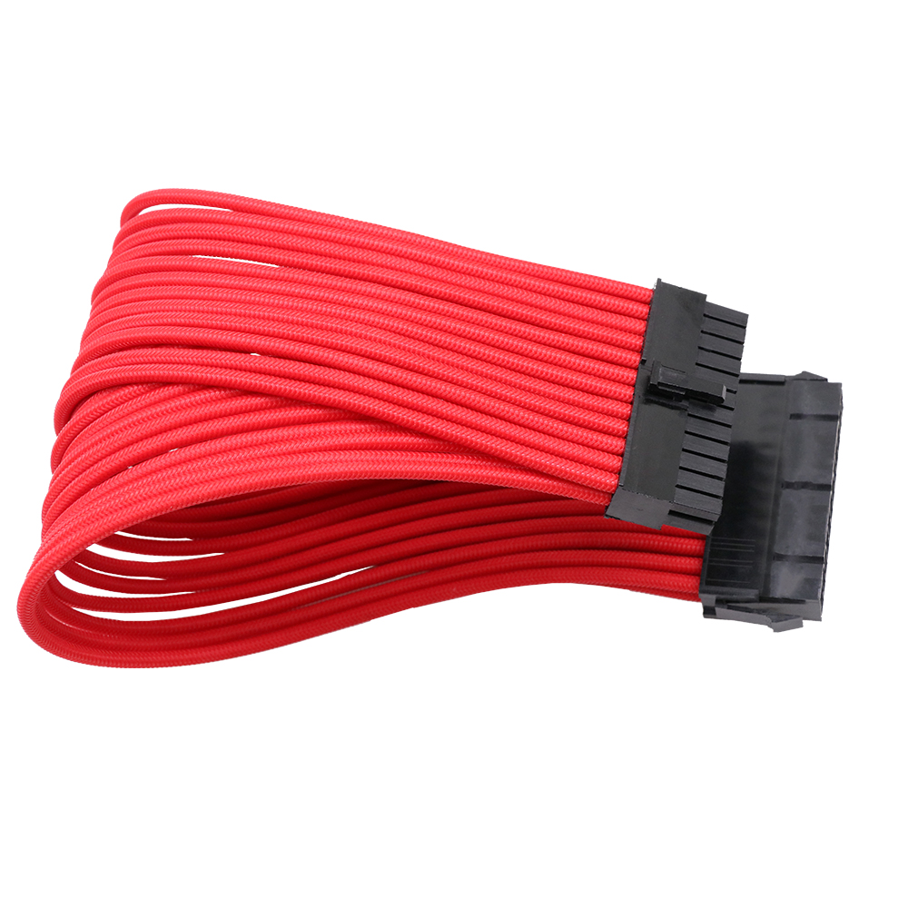 Good quality Red sleeved 24 pin ATX power supply extension cable 18AWG