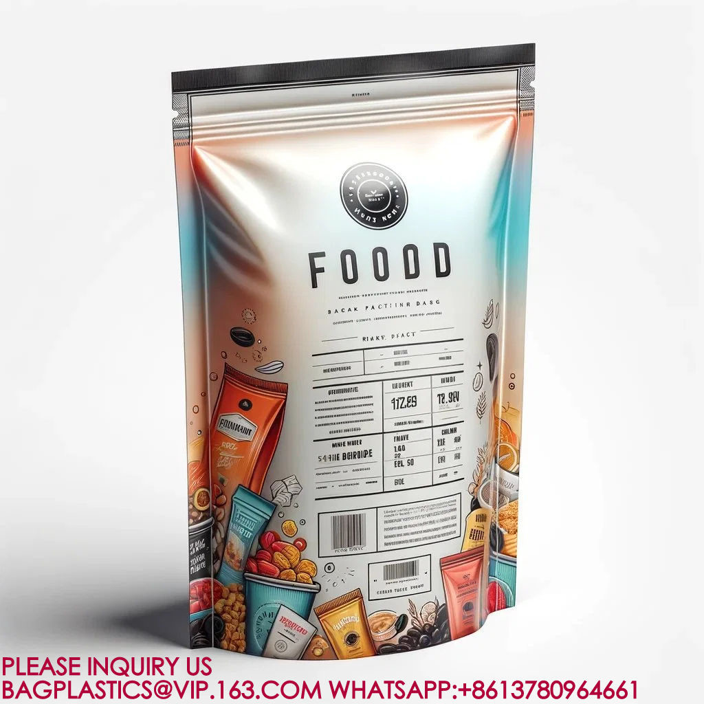 Resealable Stand Up Pouch Packaging Aluminum Foil Bag Candy Biscuit Nut Food Zip Bag