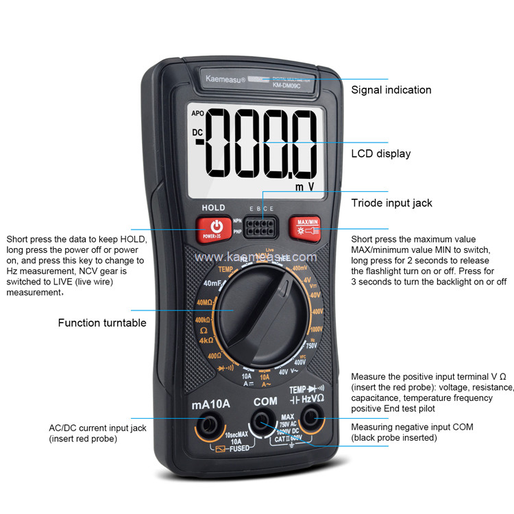 Kaemeasu 09C Current Voltage NCV Measurement Smart Digital Multimeter OEM ODM