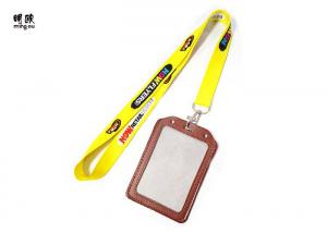 China Leather Card Personalized Badge Holder Lanyard For School ID OEM / ODM on sale