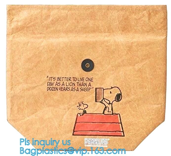 Cheap Lightweight Cheap Brown Custom Made Print Logo Water-proof Tyvek Paper Tote Shopping Bageco reusable promotion gif
