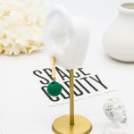 Stainless Steel Fashion Jewelry Earrings Green ball Clip On Stud Earrings