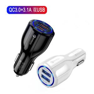 Wholesale QC3.0 Fast Charge 3.1A Dual USB Car Mobile Phone Charger from china suppliers