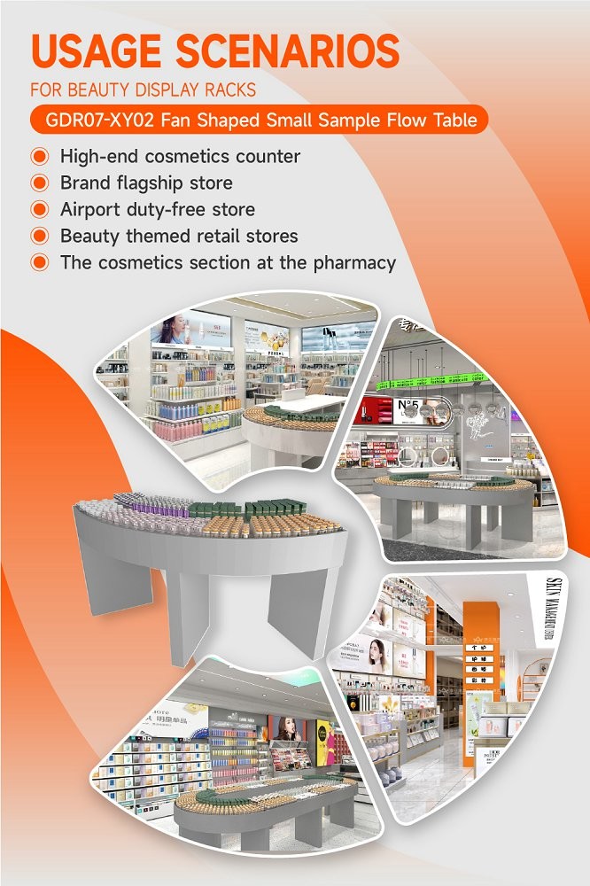 GDR07-XY02 Cosmetic Display Table with 3mm Transparent Acrylic Joint Box and Display Flexibility for Shopping Mall