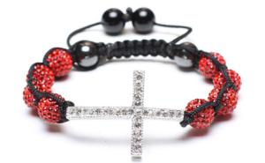 Wholesale Shamballa Bracelet, Crystal Pave Argil Beads, Silver Plated Brass Cross from china suppliers