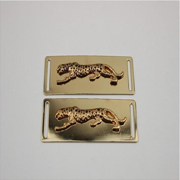 Gold Plated Latest Iron Material Metal Shoelace Charm Leopard Logo Metal Shoe
