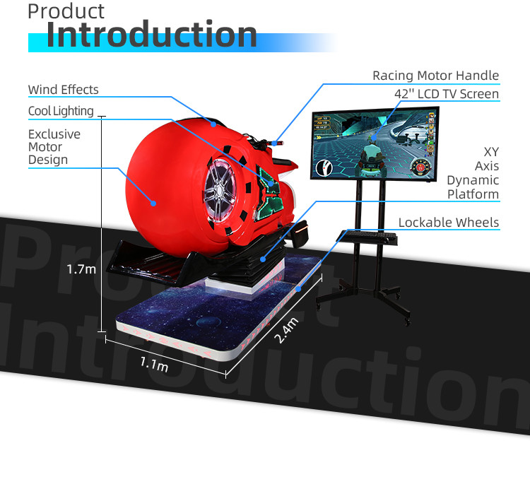 1.5KW VR Motorcycle Simulator Amusement Park Virtual Reality Driving Simulator