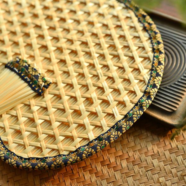 Y-Z Chinese Vintage Boho Straw Woven Natural Old Raffia Rustic Palm Leaf Tropical Hand Wall Fan Handled Fans