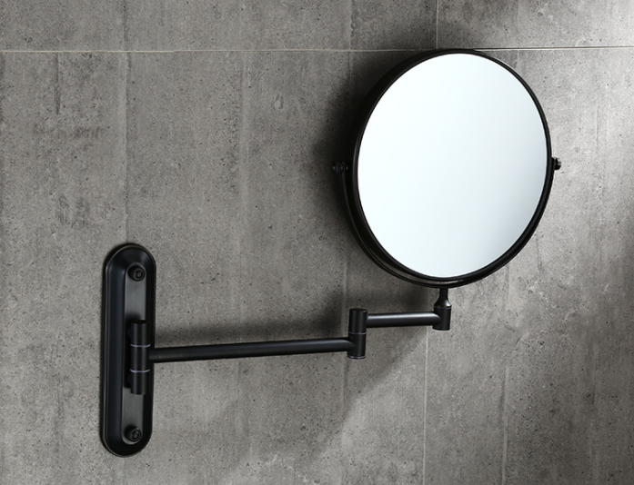 Bathroom Wall Mounted Magnifying Mirror Adjustable stainless steel Telescopic black Mirror 2-Face Mirror for bedroom
