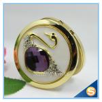Shinny Gifts Elegant Swan Design Rhinestone Mirror Compact Mirror For Wedding