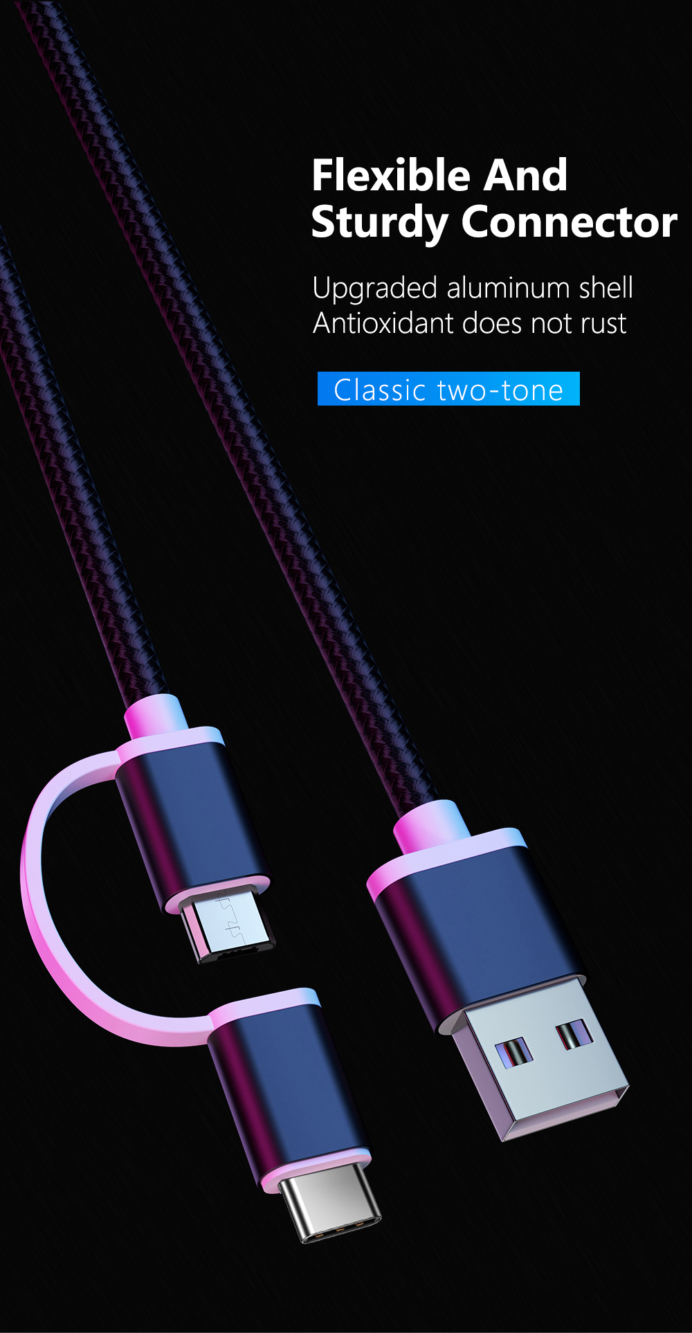 5V 2A 2 In 1 USB Data Transfer Cables