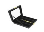 Handmade PU leather Empty Pen Boxes Metal Hinge Closure Customized Logo