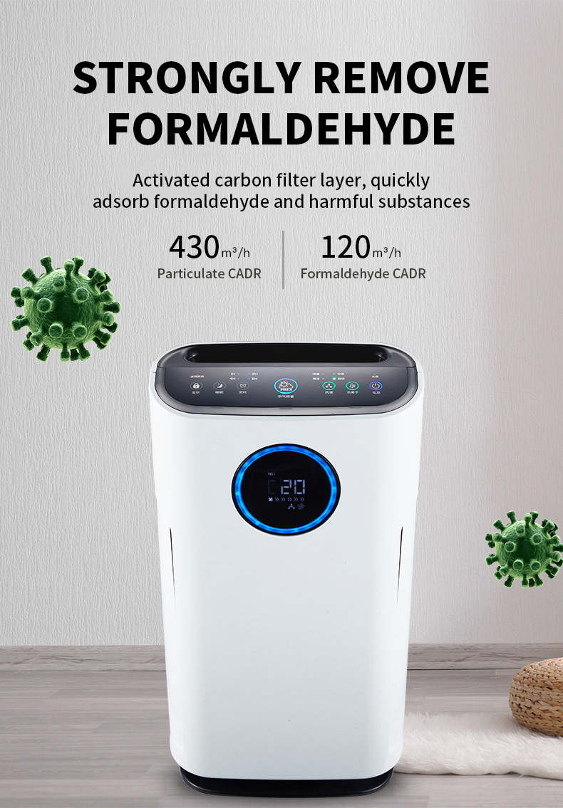 Factory Supply PM2.5 Household Office Smart Air Purifier Hepa Filter Ionizer Air Purifier Home