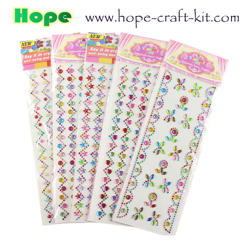 3D Acrylic Self Adhesive Stickers for kids diy craft and Decal Mobile Scrapbooking diamond pearl gem drill stickers OEM