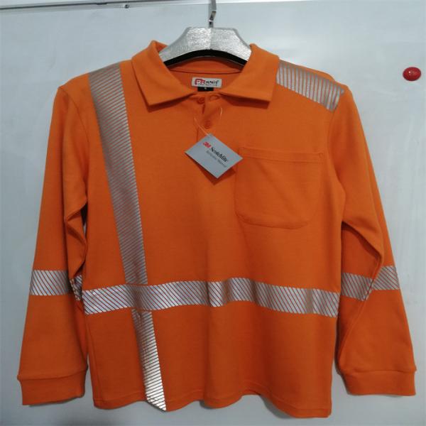 EN20471 Long Sleeve Orange Hi Vis Workwear Polo Hi Vis Workwear With Reflective