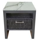 Stone top oak wood veneer night stand for high end hotel,hotel bedroom furniture