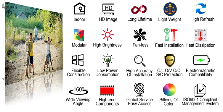 HD P3 Indoor Full Color Led Display Customized Flexible Over 1300 Cd Brightness
