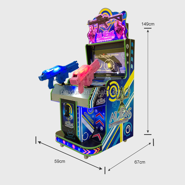 Playfun Coin Operated Shooting Game Machine 22 Inch LED Aliens Gun Shooting Arcade Game Machine Kids game