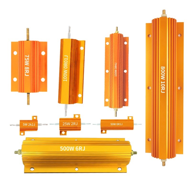 RX24 50W 5% high power resistor aging load audio LED metal car resistor 100 ohm Gold aluminum shell resistor