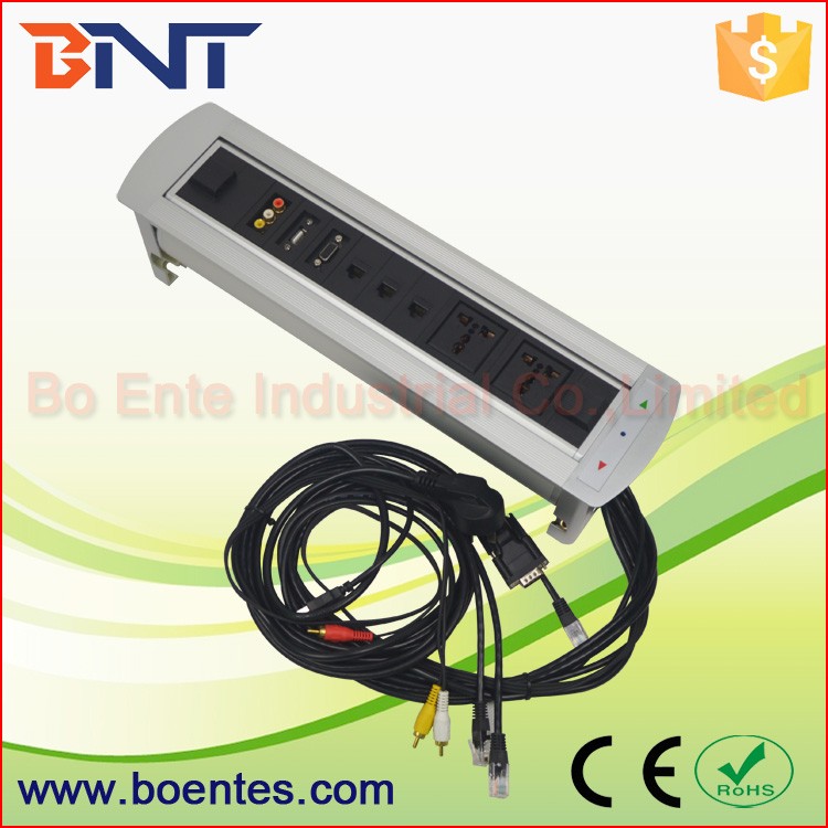 USB / RJ45 / VGA Rotating Power Socket Tabletop Interconnect Box