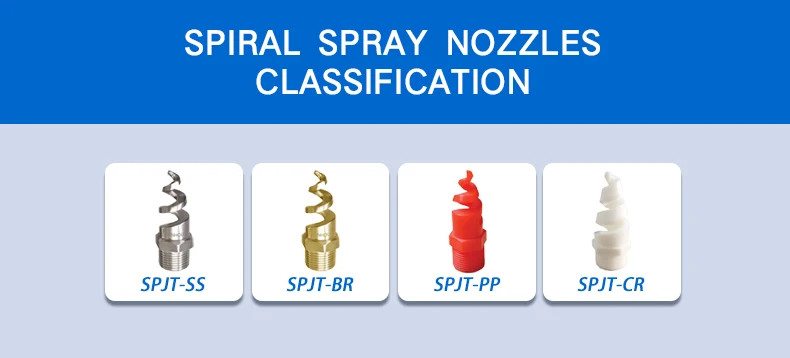Cleaning Equipment Parts 1/4 3/4 Metal Dust Control Spiral Nozzle PTFE 316SS Brass Pigtail Spiral Nozzles