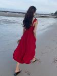 Super Fairy Red 105cm Ladies Summer Beach Dresses