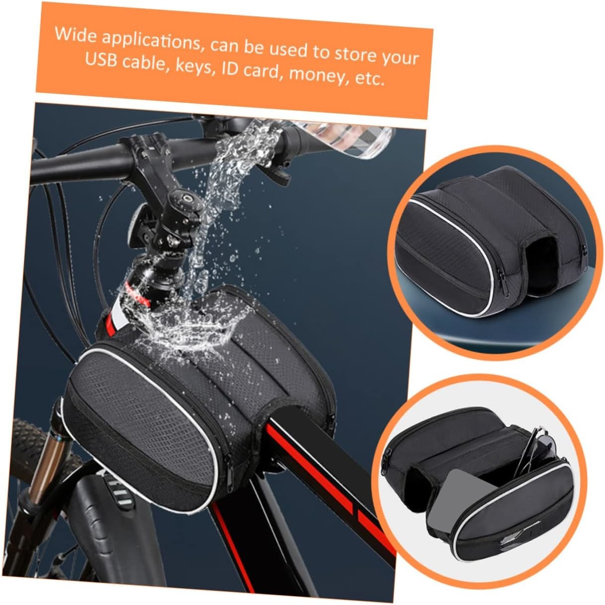Bike Phone Front Frame Bag Waterproof Bicycle Handlebar Bag With Touch Screen Cell Phone Case Holder Cycling Storage
