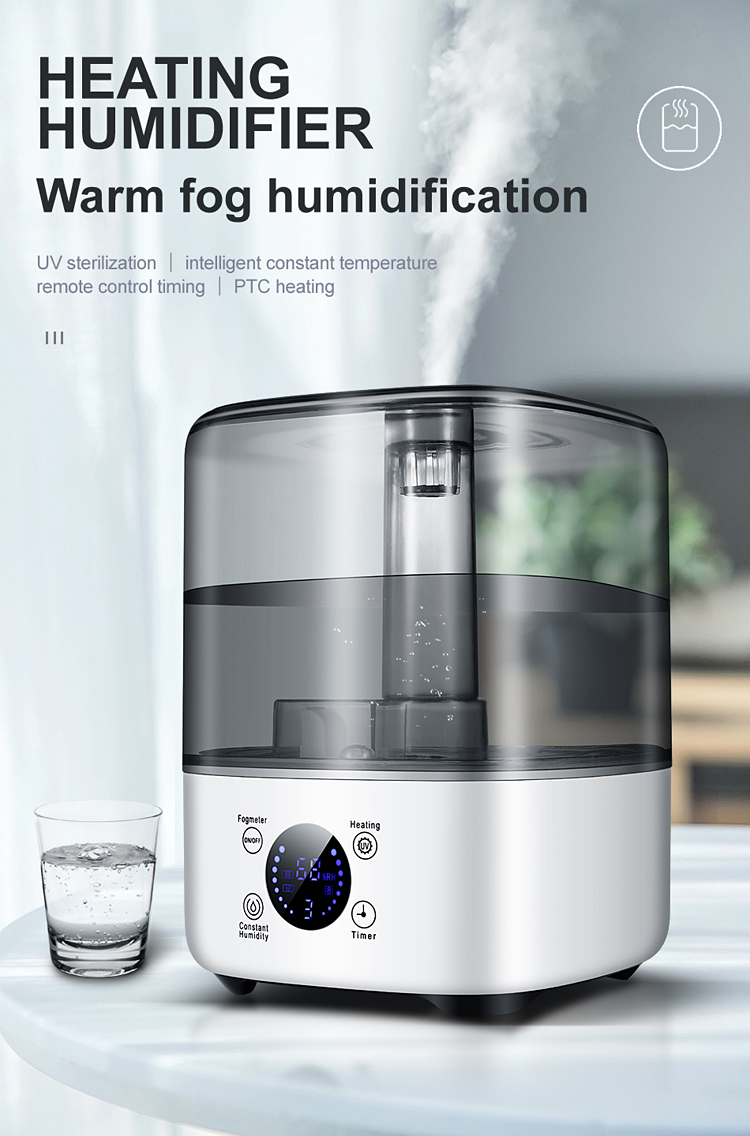 HOMEFISH BPA Free 5L Large Capacity Humidifier With UV Sanitizing Light Electric Plug