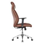 3D Armrest Brown Leather Executive Leather Office Swivel Chairs SGS Aluminum