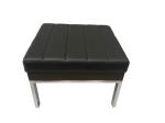 Polished stainless steel base with black vinyl upholstery top square ottoman
