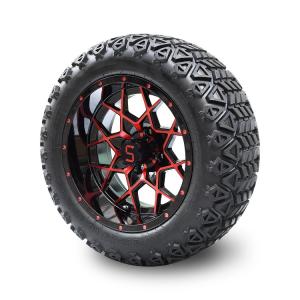 Wholesale Golf Cart 14 Inch Red/Glossy Black Wheels And 22 Inch Tires Combo from china suppliers