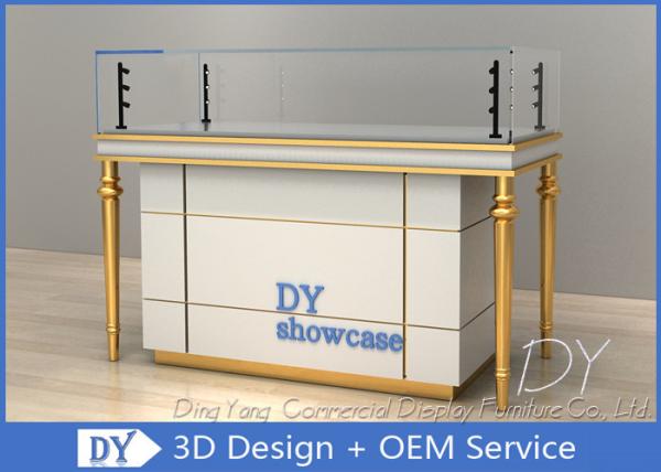 Lockable Glass Store Jewelry Display Cases With LED Pole Lights / Jewellery Shop