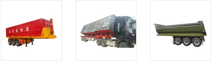 Tri Axle Tipper Semi Trailer 30-40 Ton U Shape For Transport Stones / Rocks