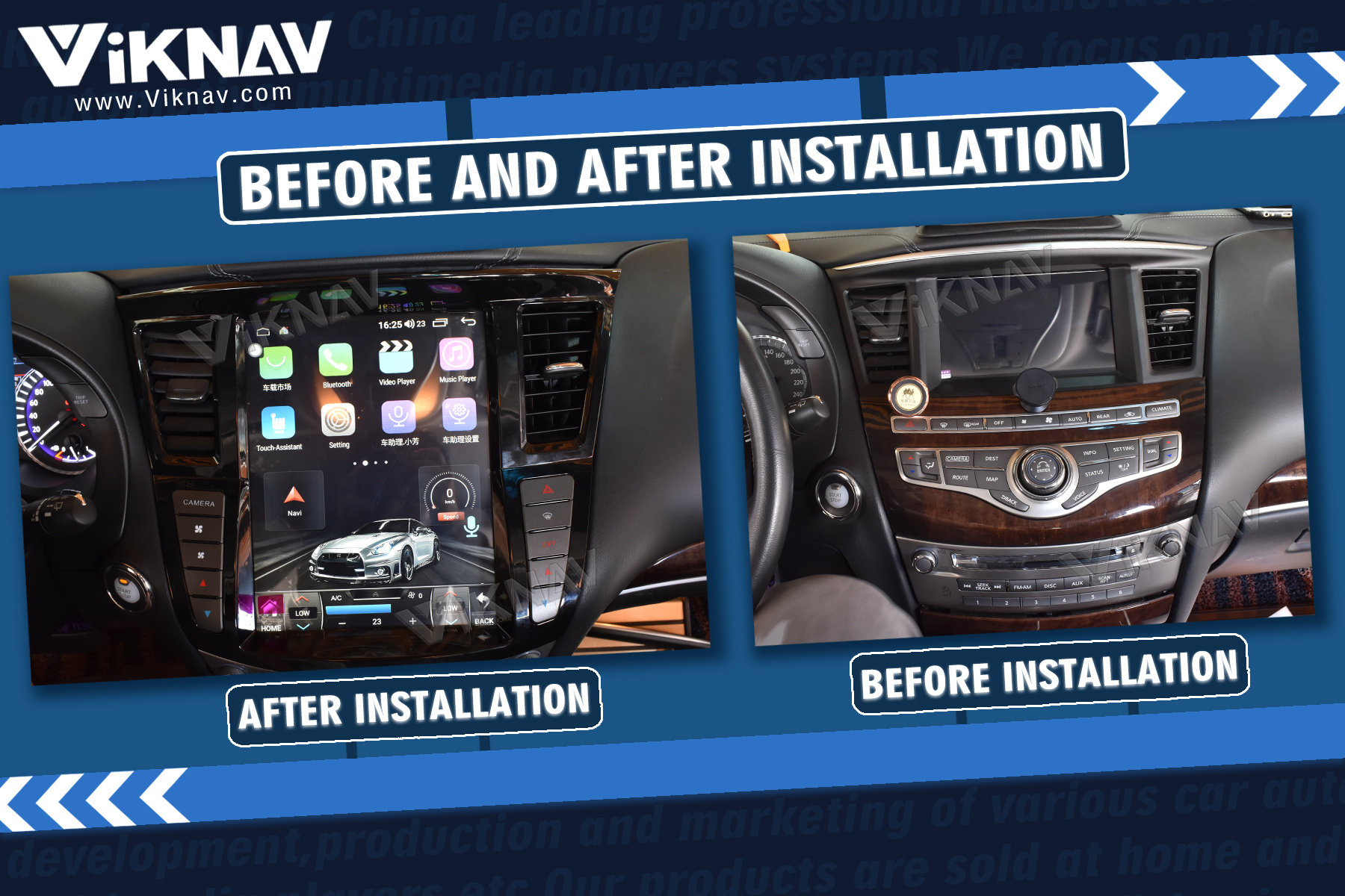 Viknav 12.1 Inch Car Multimedia Stereo Radio For Infiniti QX60 JX35 2012-19 Android DVD Player GPS Navigation Head Unit