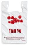 Purple Flower Thank You Plastic Shopping Bags - 500 pcs/case, white colour,LDPE