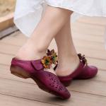 S004 2020 spring and summer new leather hollow flower velcro women's shoes round