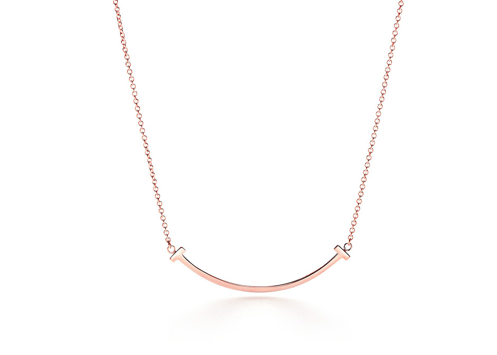 18K Rose Gold Neklace , Smile Pendant Necklace 16-18inch Adjustable length