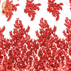Wholesale 1 Yard Glitter Lace Fabric / Red Sequin Lace Decoration For Party Dress from china suppliers