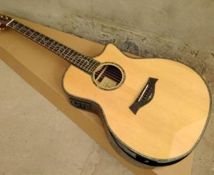 Wholesale Body cut acoustic guitar Real abalone solid top SP14s electric acoustic guitar from china suppliers
