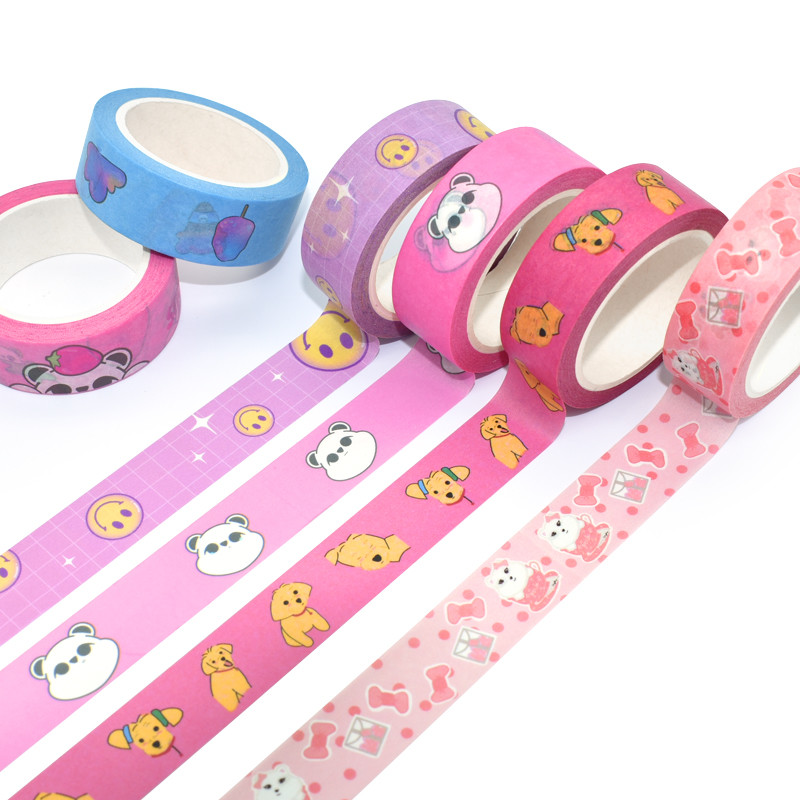 Custom Cartoon Design Bullet Journal Color Printed Washi Paper Masking Tape